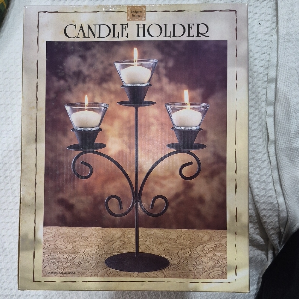 Vintage New Elegant Rustic Brushed Black Bronze Candle Holder Whimsigoth